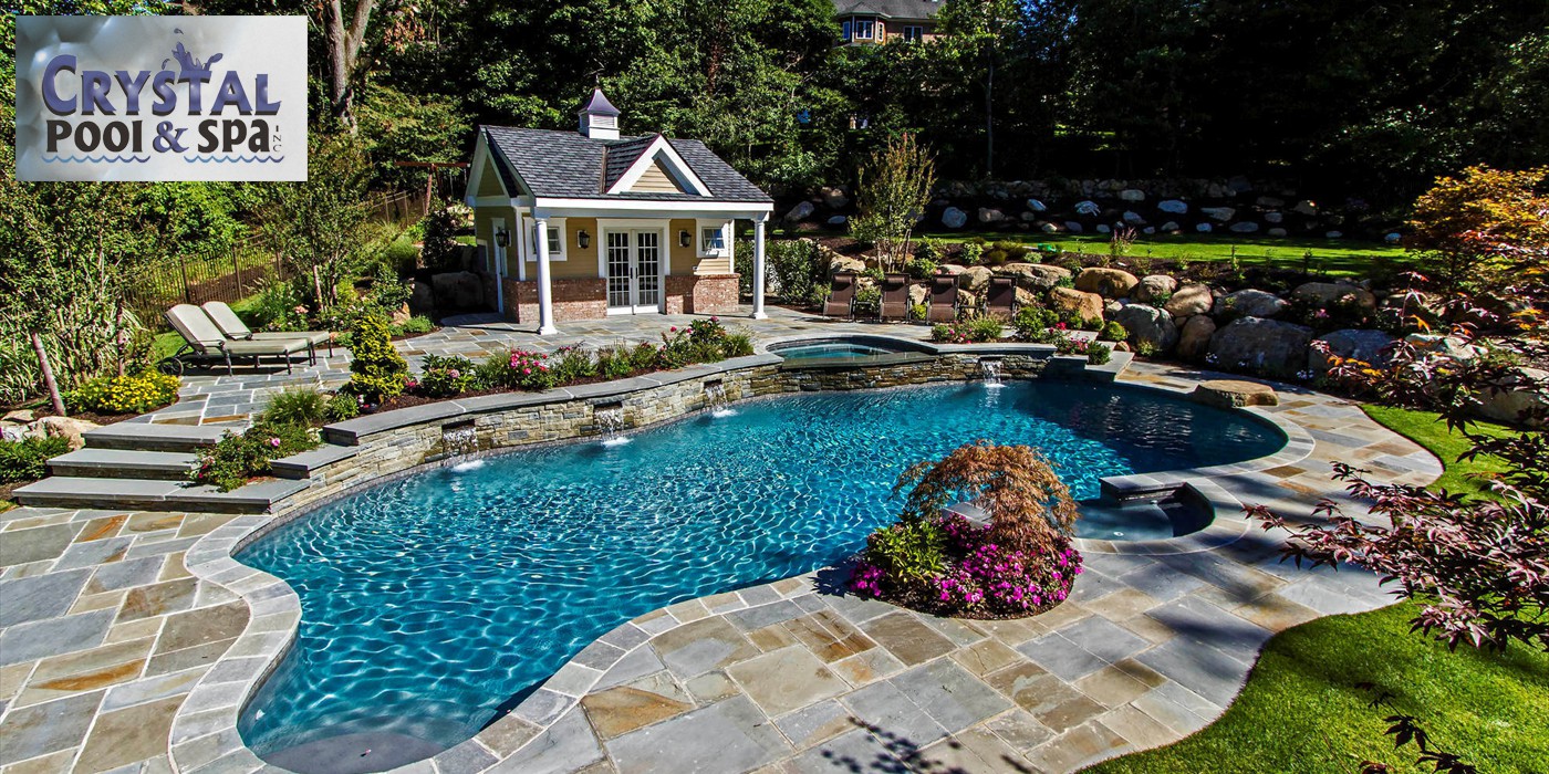 Gunite Pool With Raised Wall And Waterfalls